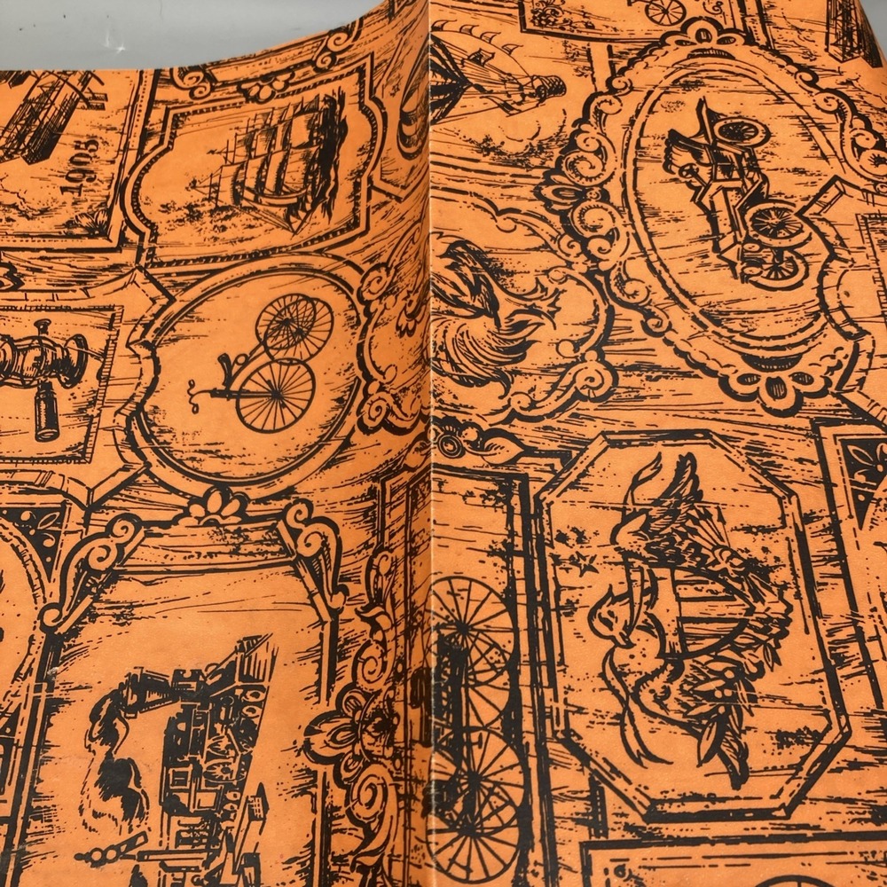Vintage 1 Sheet 20"x30" Modes Of Transportation Gift Wrap Orange Black - Picture 9 of 9
